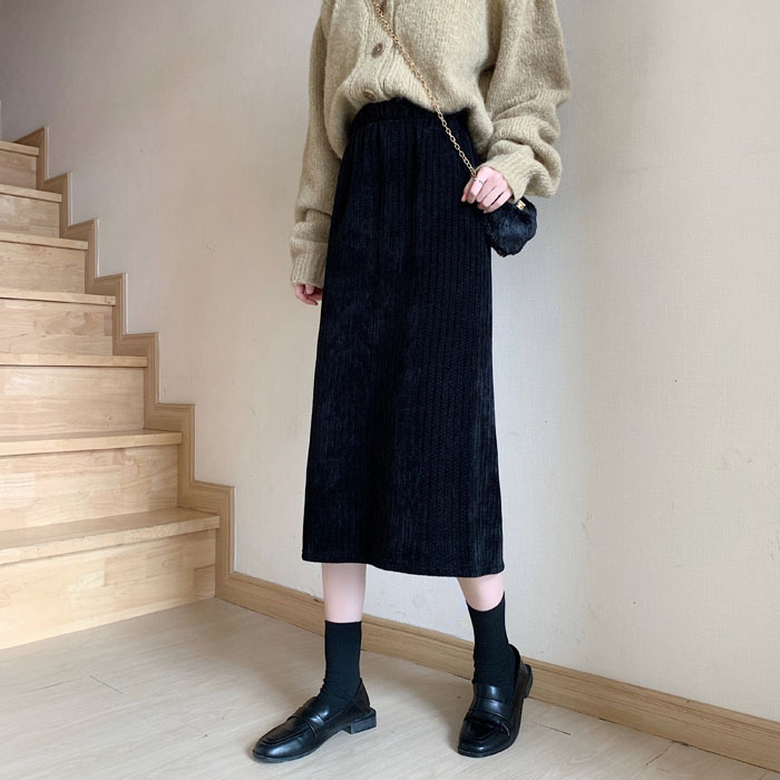Autumn and winter high waist slimming corduroy skirt children 2022 new foreign style Joker long A- line skirt