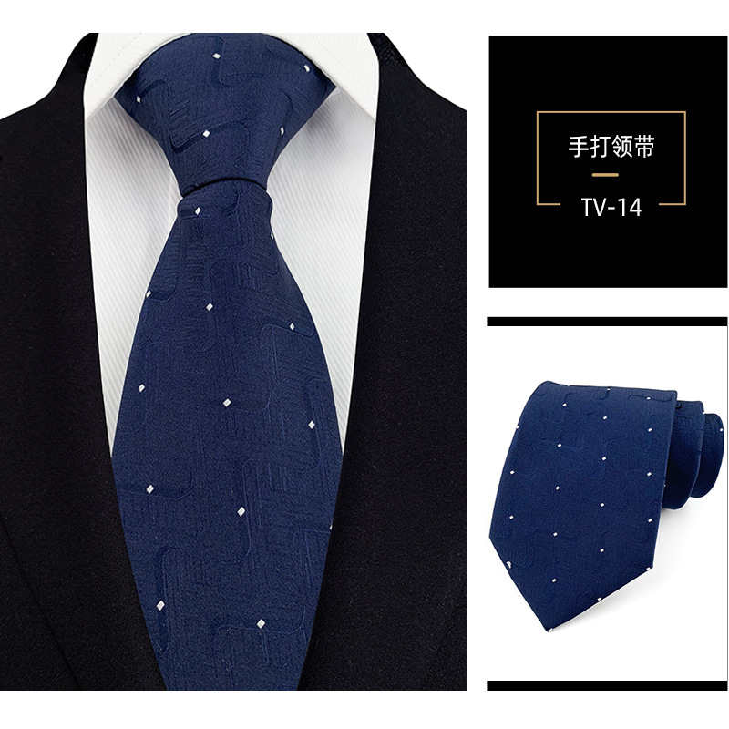 Picture of Men's Tie 8cm Hand Tie Polyester Professional Dress Interview Striped Tie Men's Red Bridegroom Wedding Tie
