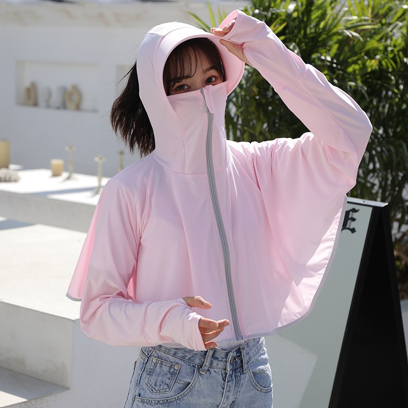 Picture of Ice Silk Sun Protection Clothing Women's Summer Thin UV Protection All-match Sun Protection Clothing Loose Sports Outdoor Hooded Coat Women