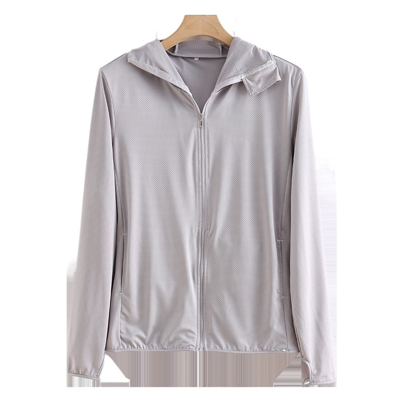 Summer Sun Protection Clothing Men's Upf50 Women's Ice Silk UV Protection Skin Clothing Hooded Running Sun Protection Coat Outdoor