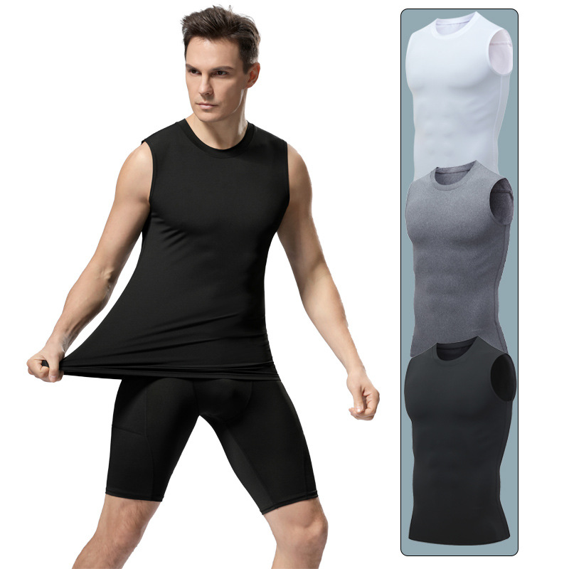 PRO Sports Vest Men's Quick-drying High-elastic Tight Clothes Fitness Basketball Clothes Running Training Short-sleeved T-shirt Base Top