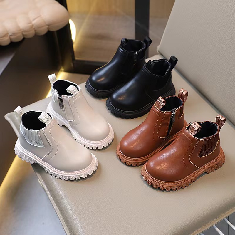 Little boys' casual spring and autumn sports small leather bootsLittle girls' comfortable small leather bootsGirls' British style boots 3-6 years old