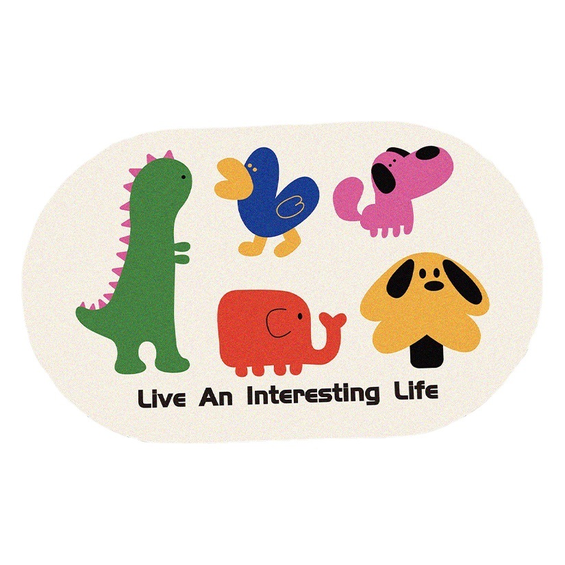 Cartoon Animal Color Puppy Bathroom Anti-Slip Mat Toilet Door Absorbent Mat Household Toilet Diatom Mud Mat