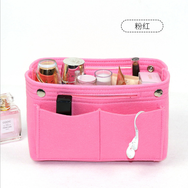 Picture of Factory wholesale felt cosmetic bag multi-functional Women's Travel liner bag large capacity felt snap storage bag
