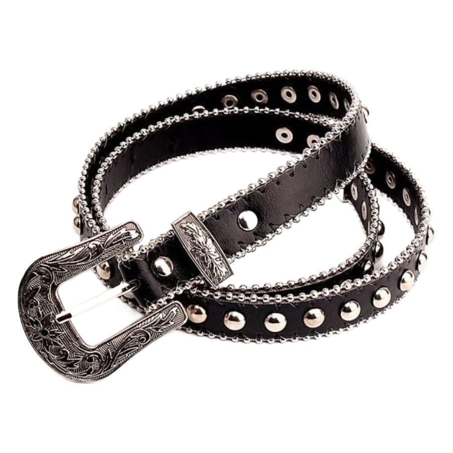 European and American retro carved women's thin belt all-match jeans rivet car bead chain jeans skirt fashion women's belt