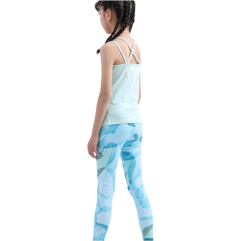 European and American beautiful and comfortable children's yoga clothes suit parent-child mother and girl beauty vest sportswear fitness printed pants