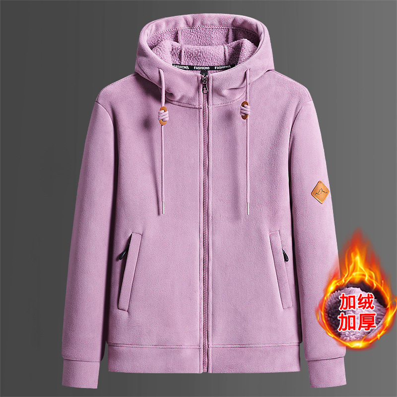 Autumn and Winter New Fleece Coat Men and Women Hooded Fleece Coat Couple Double-sided Fleece Cardigan Coat Sweater