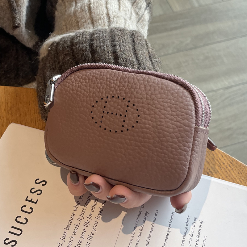 Picture of Genuine Leather Coin Purse for Women 2025 New Trendy Double Zipper Large Capacity Small Wallet Cowhide High-End Coin Bag Small Handbag