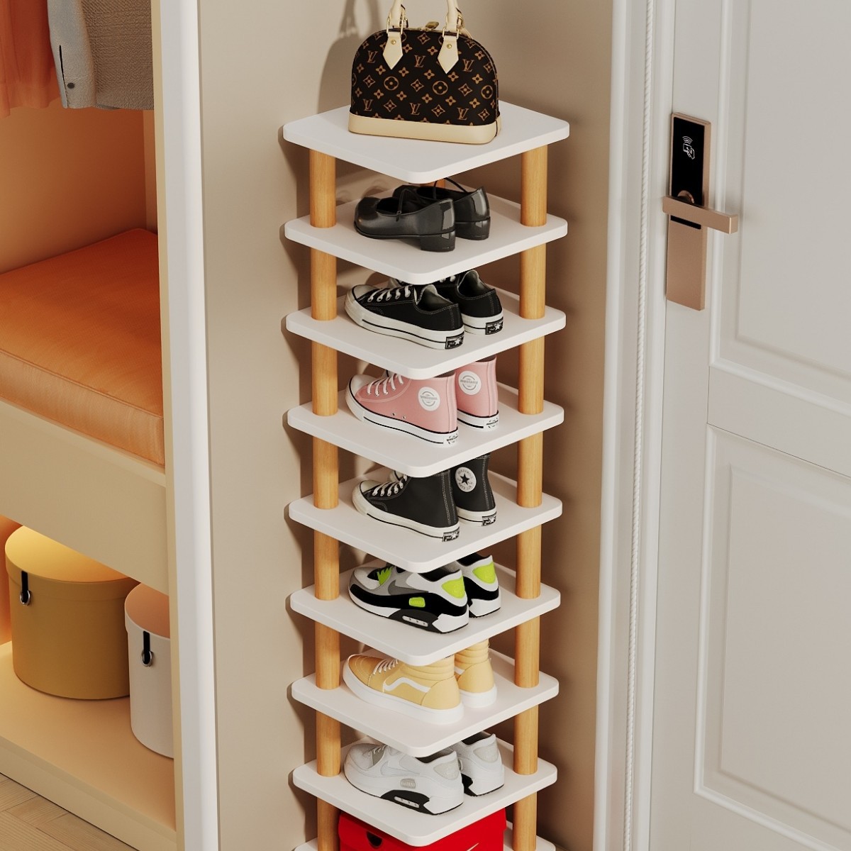 Simple Vertical Multi-Layer Small Narrow Shoe Rack Shoe Cabinet Space Dormitory Home Storage Door Shoe Rack Indoor