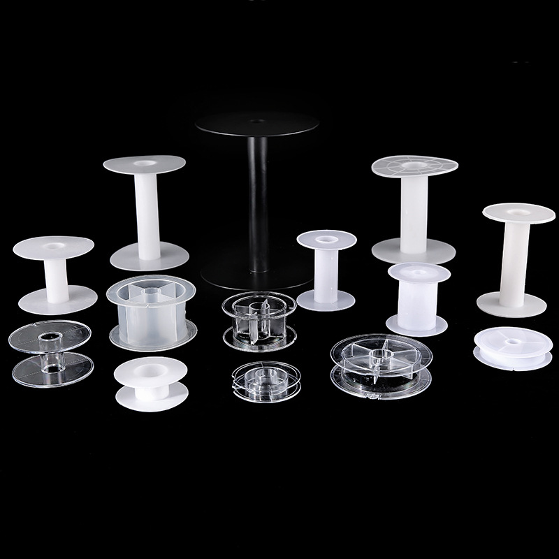 Round I-shaped spool wheel manual winding take-up reel transparent plastic PP spool fish line rope reel winding barrel