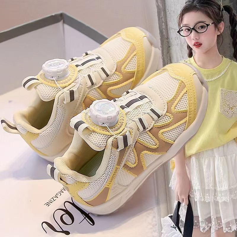 Girls' sneakers 2025 new autumn children's shoes, mesh breathable summer thin mesh shoes for girls, big kids
