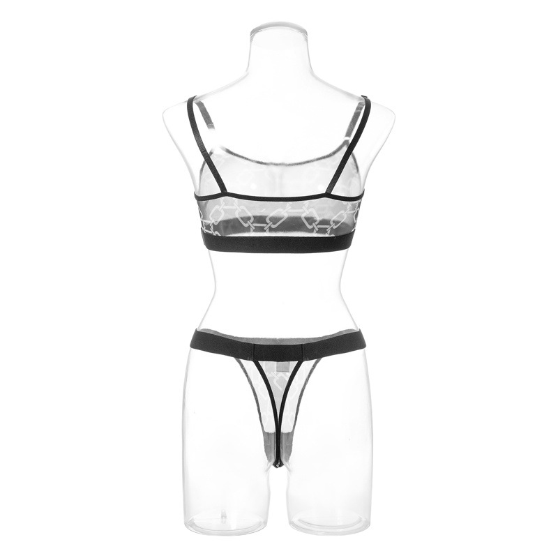 Aliexpress Independent Site Sexy Women's Mesh Printed Lingerie Bra Set 2028 Sexy Bra Set