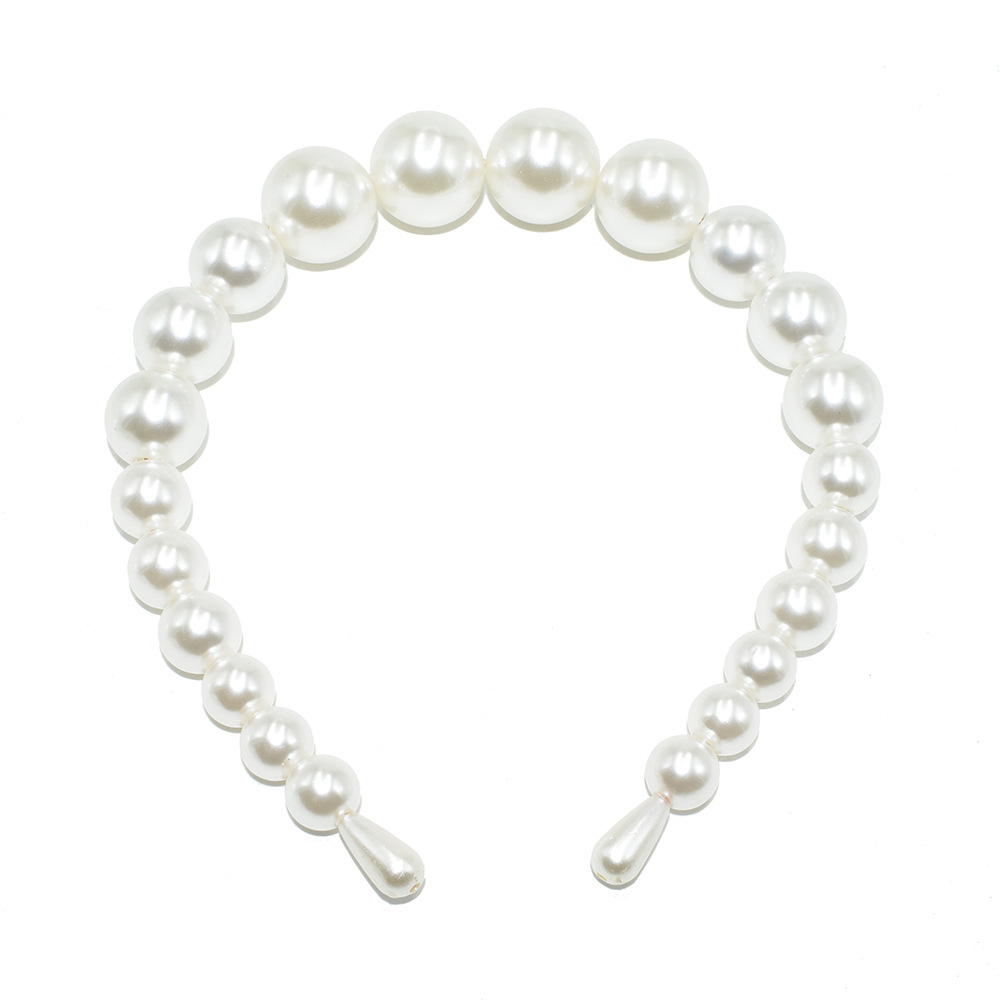 Picture of European and American Hot Selling Ladutong Large Pearl Headband Wedding Headwear Photo Studio Jewelry Handmade Beaded Pearl Headband