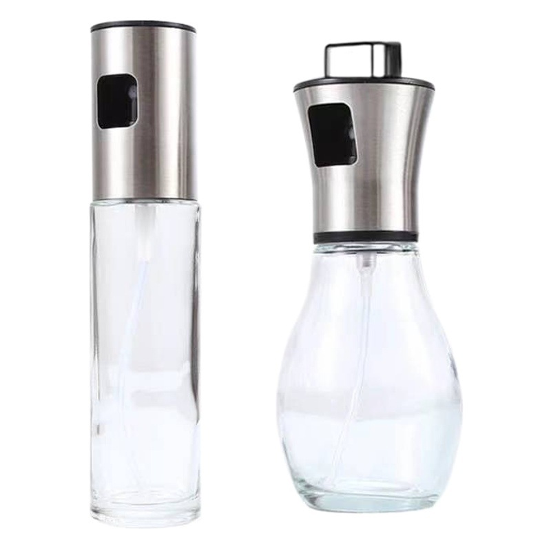 304 stainless steel oil spray bottle edible oil atomization press type glass bottle oil spray pot barbecue spray injector bottle
