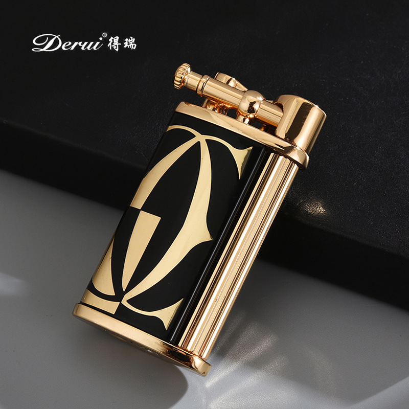 Delui 900 lettering side sliding grinding wheel inflatable pure copper lighter personality trend exquisite open flame compact high-end
