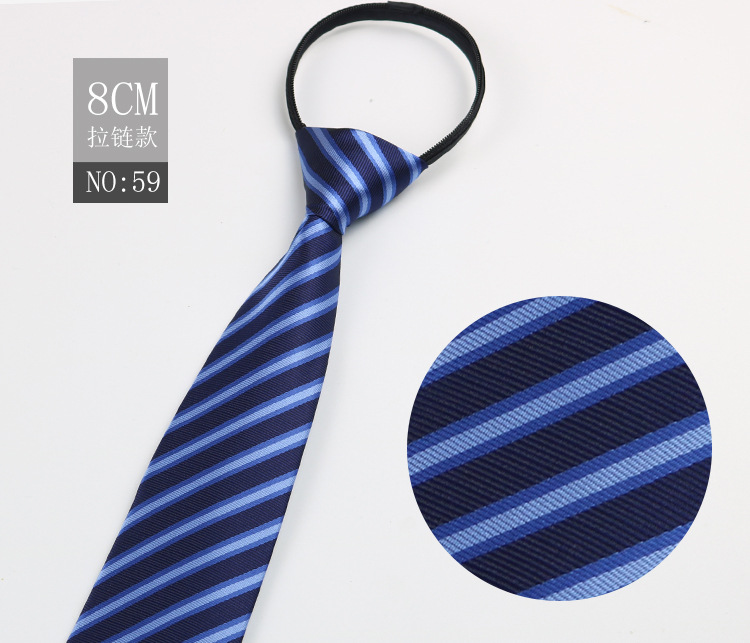 Picture of Factory Black Men's Tie Striped Blue Business Tie Lazy People Knot Free Zipper Tie in stock Wholesale