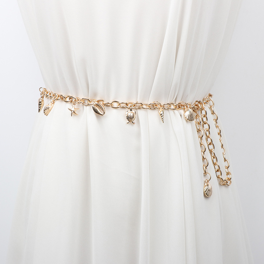 Waist chain decorative shirt dress chain versatile stylish metal belt shell star pendant accessories summer