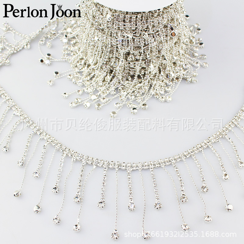 Ultra-high cost performance foreign trade explosions silver hanging rhinestone bead chain tassel diamond chain chain wedding dress yarn decoration accessories