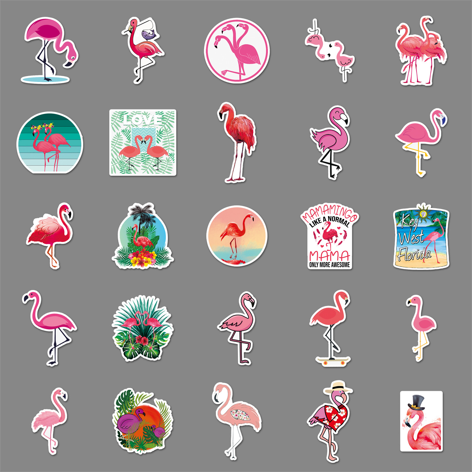 Picture of 50 Flamingo Graffiti Personality Cross-border Cartoon Animal Creative DIY Skateboard Water Cup Luggage Sticker Wholesale