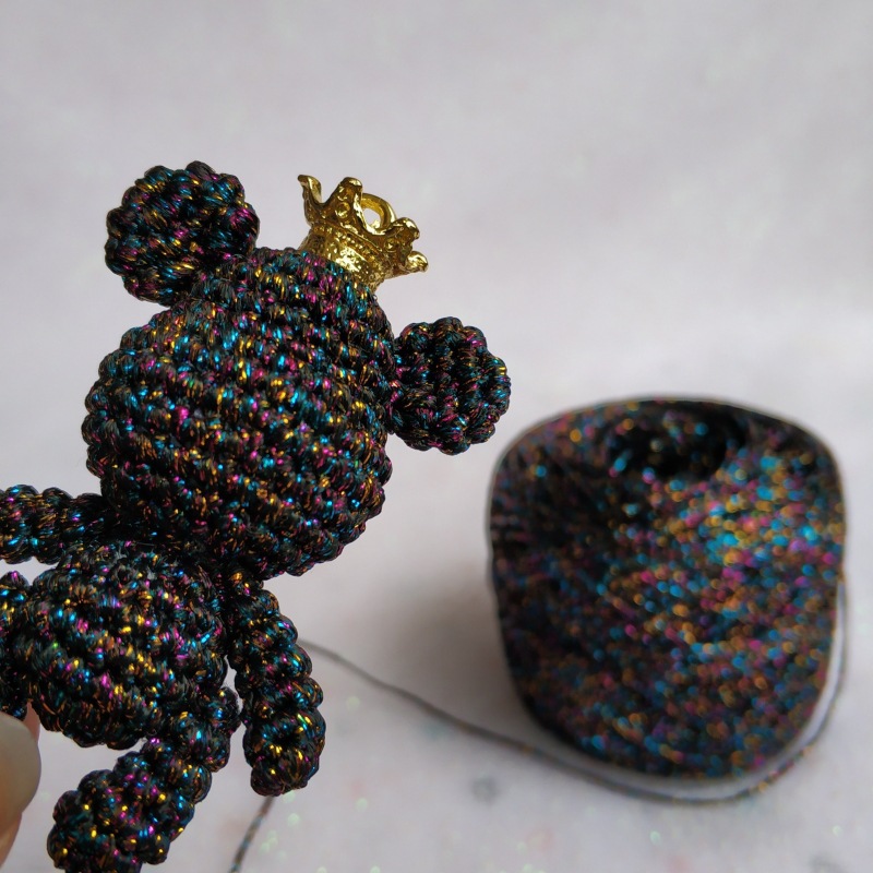 Fine Special Wool Pure Silk Glitter Black Gold Hollow Yarn Hand-Knitted Small Violent Bear Acrylic Bag Crochet Thread