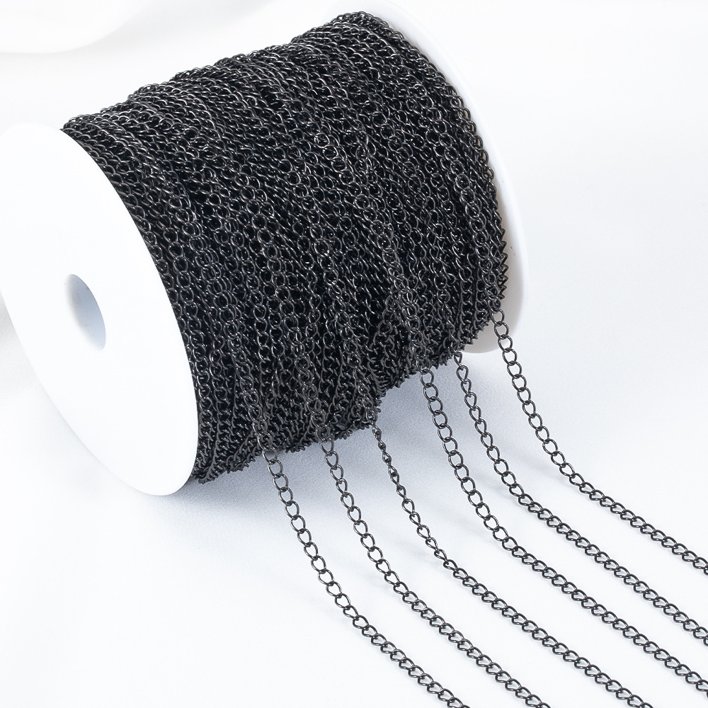 Picture of Stainless steel Black thin chain tassel O-chain extension necklace bracelet material DIY semi-finished chain accessories