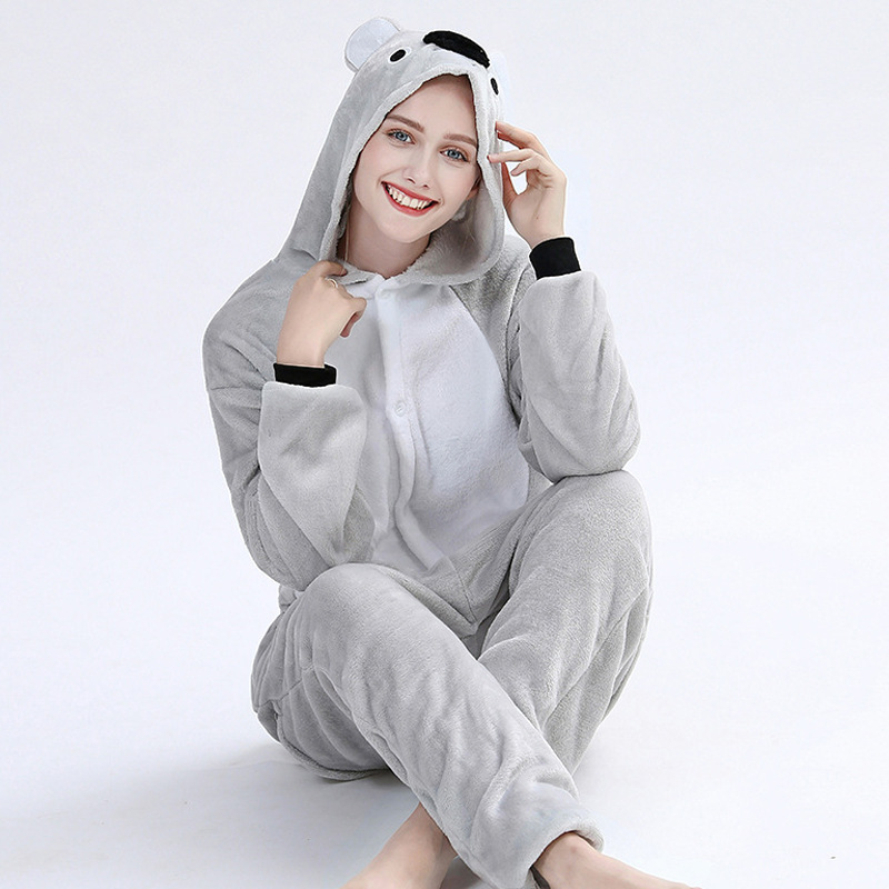 Cross-border cartoon conjoined animal pajamas flannel foreign trade autumn and winter home clothing lovers performance clothing wholesale