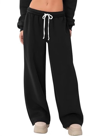 2025 Amazon Wish Cross-Border Export European and American Clothing Autumn and Winter Velvet Casual Loose Straight Sports Pants