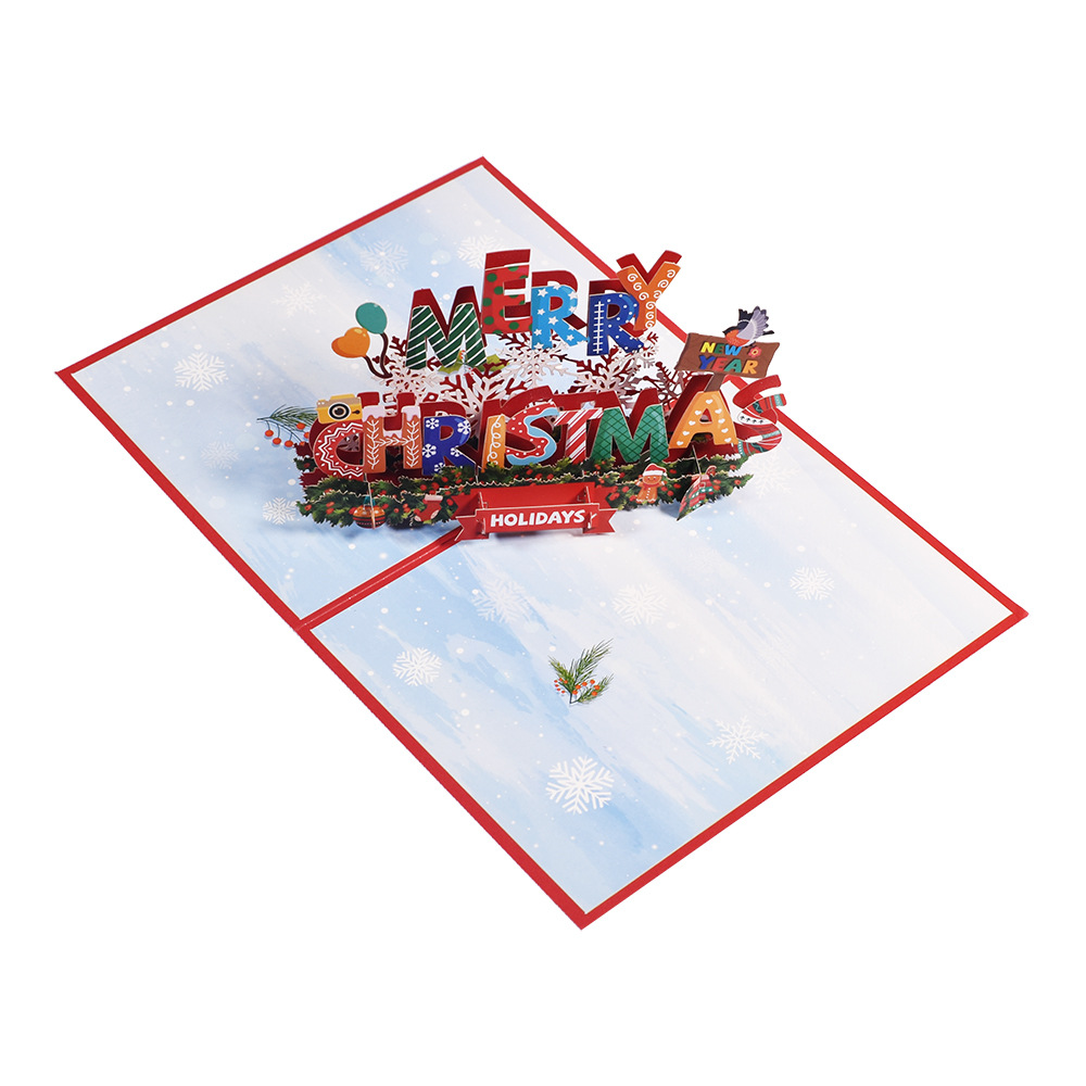 Picture of New Creative Amazon Cross-Border 3D Greeting Card Holiday Greetings Handmade Card Color Printed Christmas Lettering