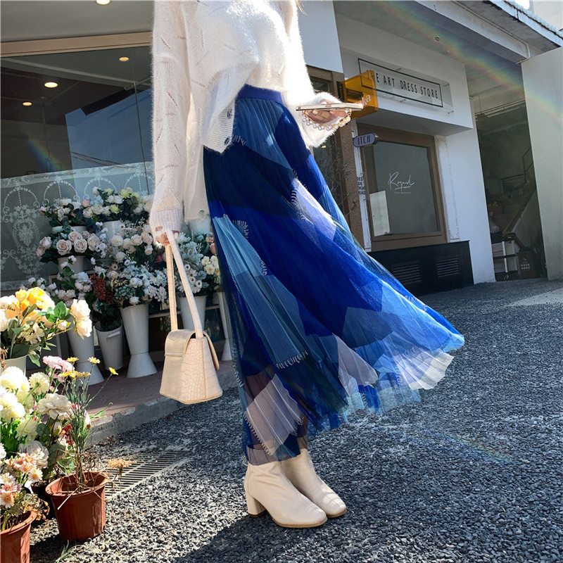 2024 Summer Japanese and Korean New Multi-color Mesh Splicing Skirt Slimming Look Crotch-covering Spring Mid-length Fairy Skirt