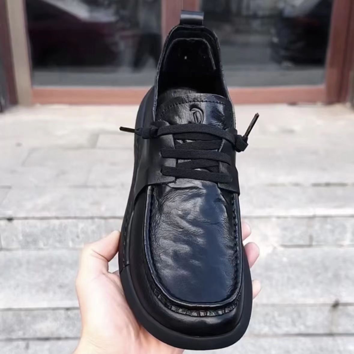 Men's Shoes Genuine Leather Spring Business Casual Leather Shoes 2024 New Fashionable All-match Thick Sole Non-slip British Style Shoes for Men