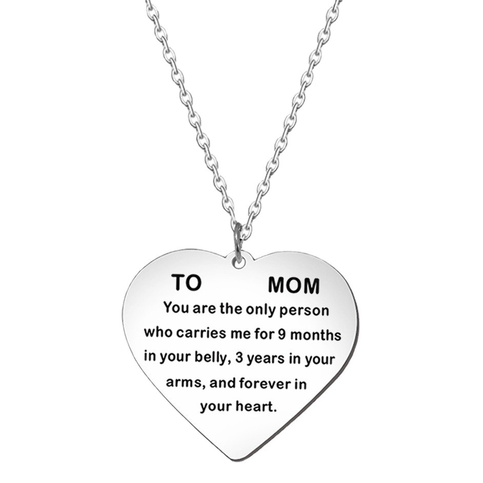 Stainless steel heart-shaped TO MOM necklace Mother's Day necklace pendant gift engraved holiday gift