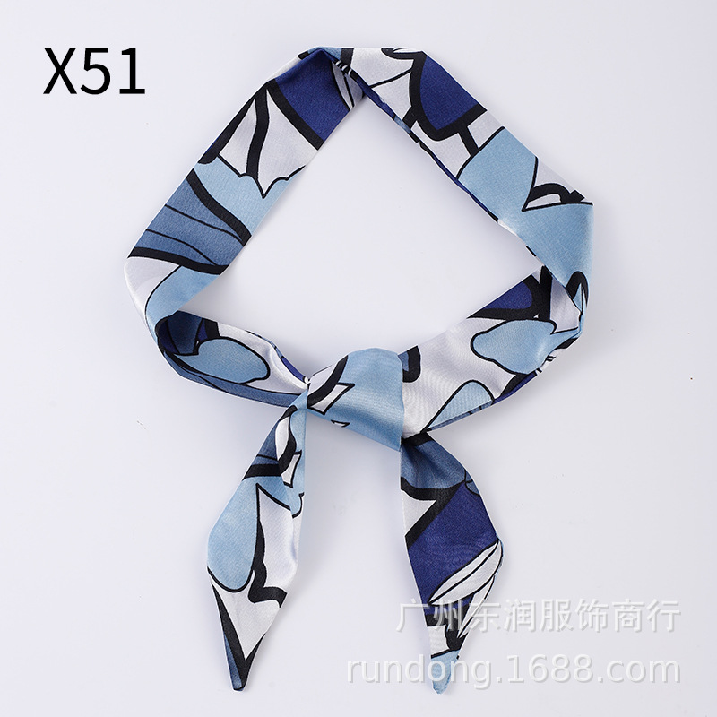 Picture of Silk Scarf Wholesale Long Beveled Small Silk Scarf Double-layer All-match Hair Belt Ribbon Decoration Tie Bag Hand Gift Box Silk Scarf