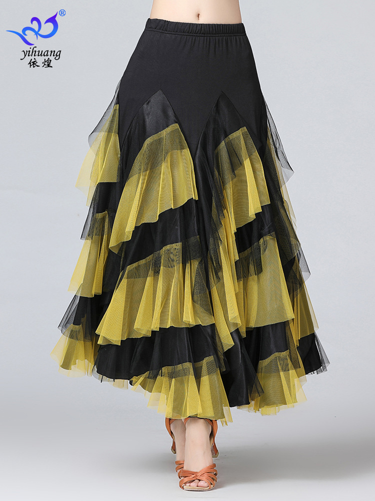 Picture of Chinese standard dance skirt modern ballroom dance skirt large swing skirt new stage competition suit Waltz large swing skirt
