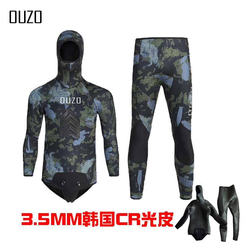 3.5mmCR Light Leather Fish Hunting Suit Split Camouflage Diving Suit Men's Thickened Warm Cold-proof Winter Fishing and Hunting Diving Suit