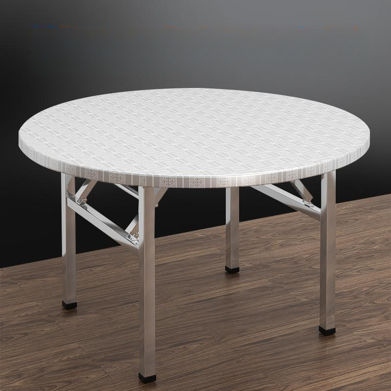 Extra Thick Stainless Steel Folding Round Table Barbecue Table Rural Dining Table Commercial Restaurant Table Outdoor Display