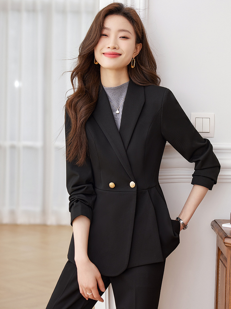 Picture of Black Small Suit Jacket Women's 2023 New Spring and Autumn High-grade Professional Two-piece Suit Elegant Casual Suit