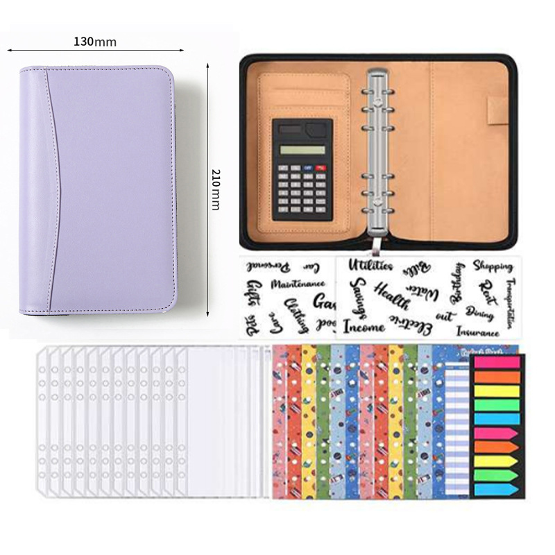 Picture of Solid Color Business Loose-leaf Hand Ledger Wholesale Zipper Bag with Calculator Multifunctional Notebook Notepad Print LOGO
