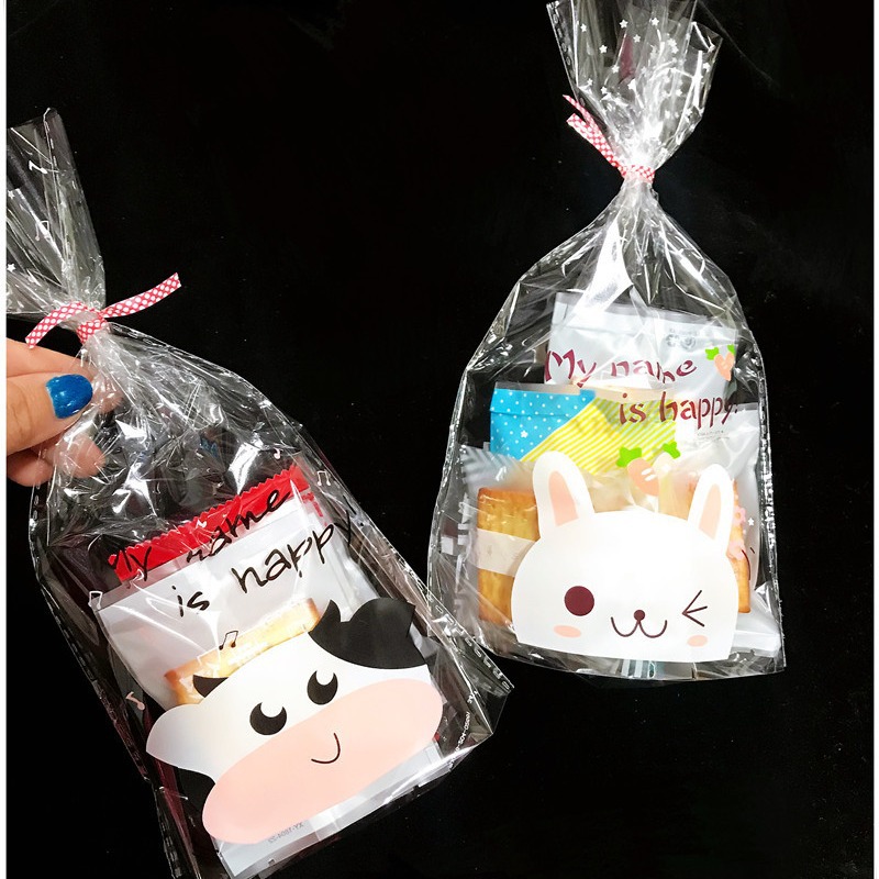 New cow rolled cake sugar toast bread bag baked bread bag transparent baking packaging bag flat OPP bag 100