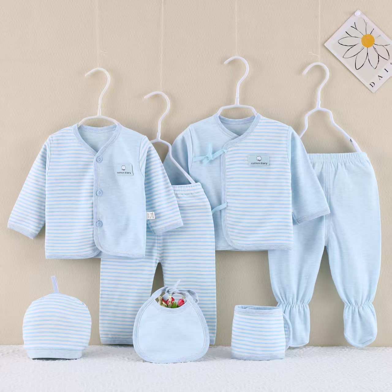 2025 New Newborn Gift Box Four Seasons Cotton 7-Piece Set of Clothes Baby Underwear Colorful Cotton Gift Box Seven-Piece Set