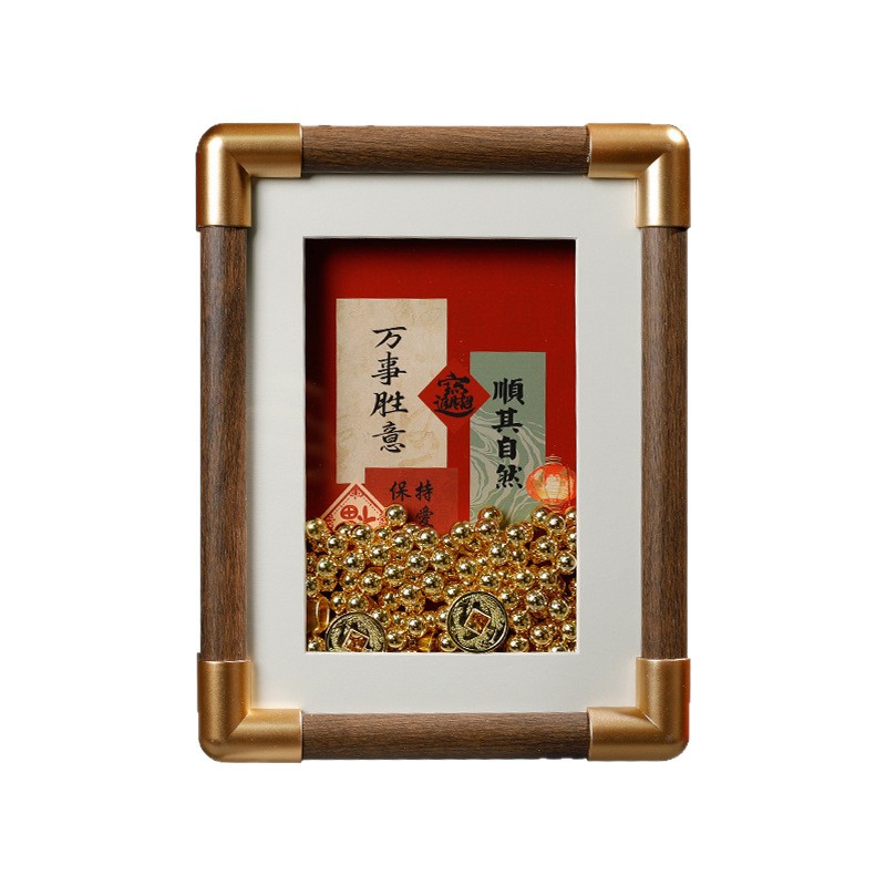 Picture of Solid wood hollow imitation copper corner photo frame texture wooden table wholesale high-end desktop ornaments picture frame manufacturers wholesale