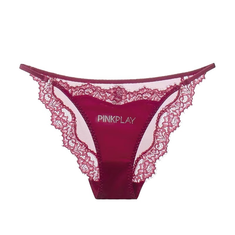 Picture of New Style Underwear Women's Lace Sexy Pure Lust Style Diamond Decoration Comfortable Breathable Large Size Medium Low Waist Briefs Satin