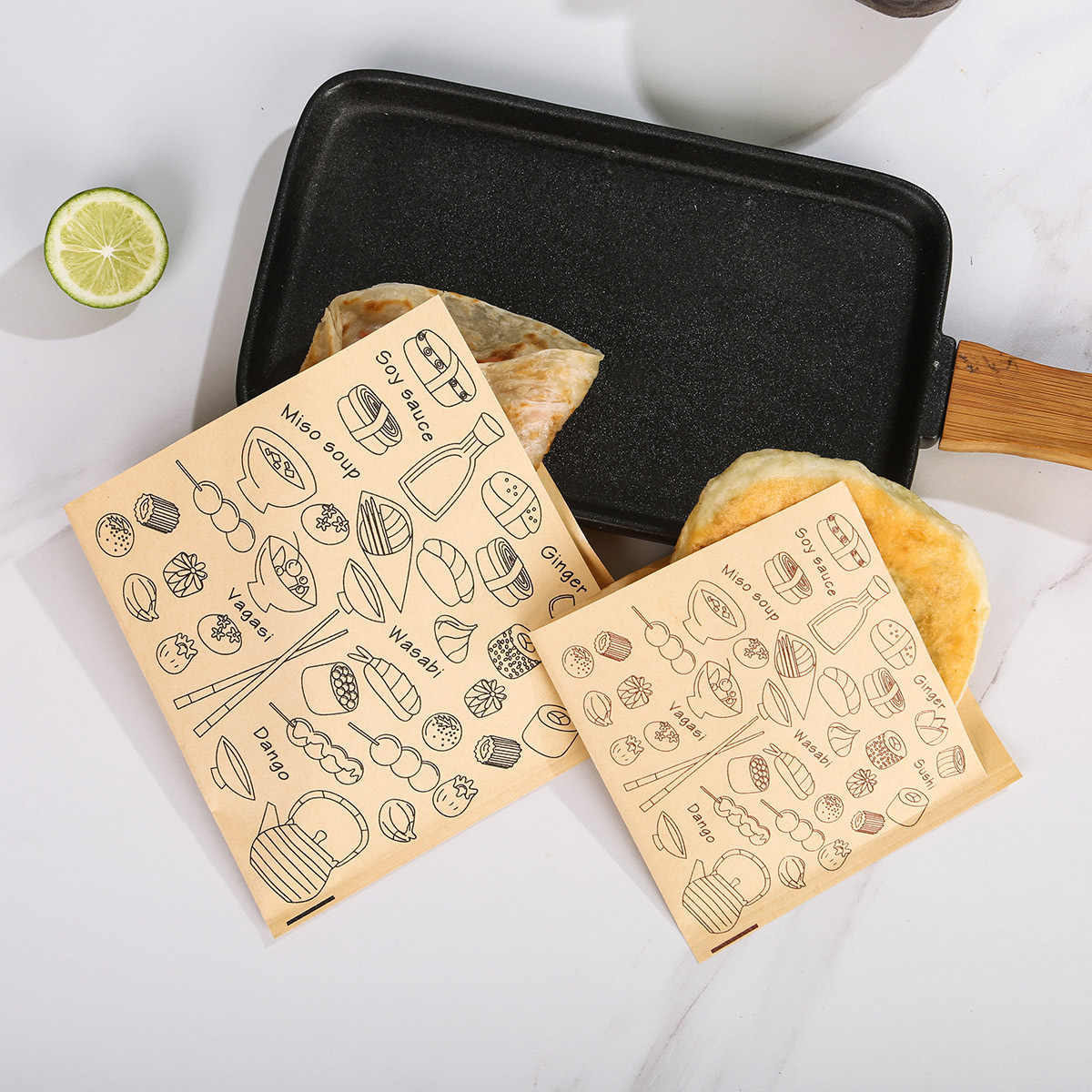 Sandwich Breakfast Bread Bag Hamburger Triangle Packaging Bag Hand Cake Pancake Greaseproof Paper Bag Packaging Box Can Be Heated