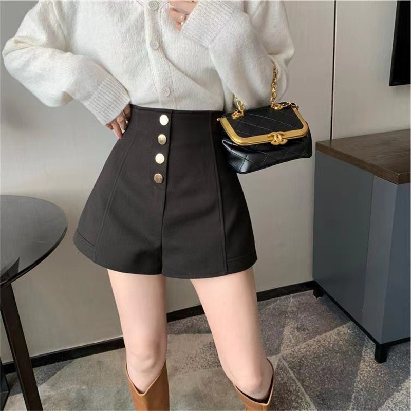 Picture of Women's Summer 20203 New Western-style Slimming Small All-match Casual Hot Pants High Waist Single-breasted Elegant