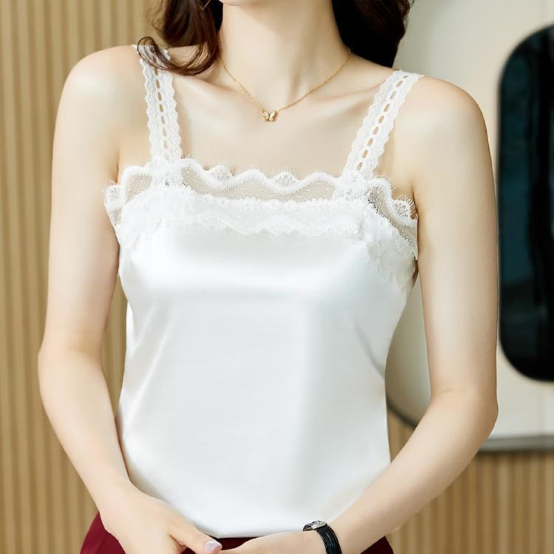 Camisole with Lace Splicing, New Style for Women, Suitable for Inner Wear or Outerwear, Slim Fit, Stylish Back Design