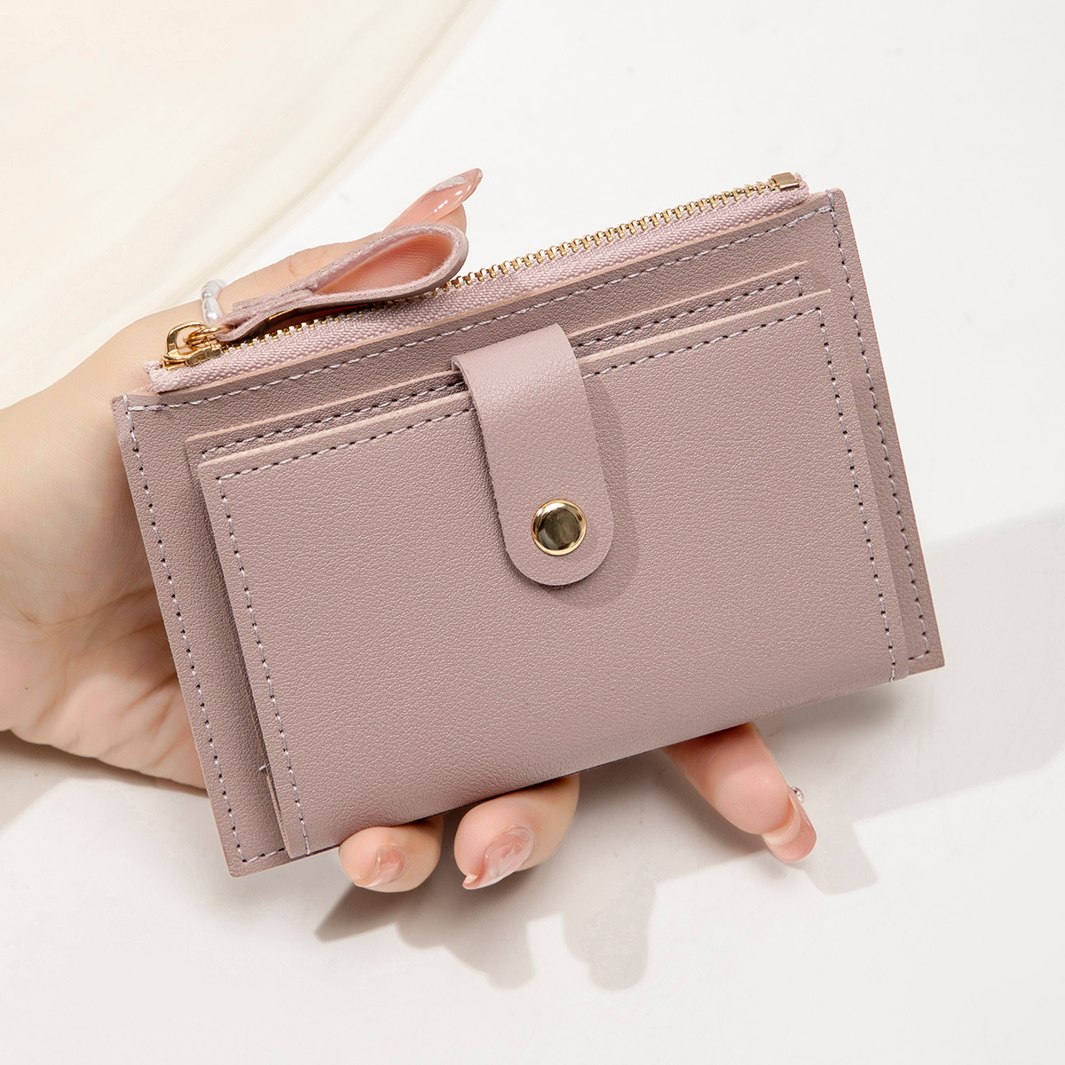 2024 Summer Thin Student Short Wallet New Niche Design Zipper Card Bag Simple Cute Women's Coin Purse