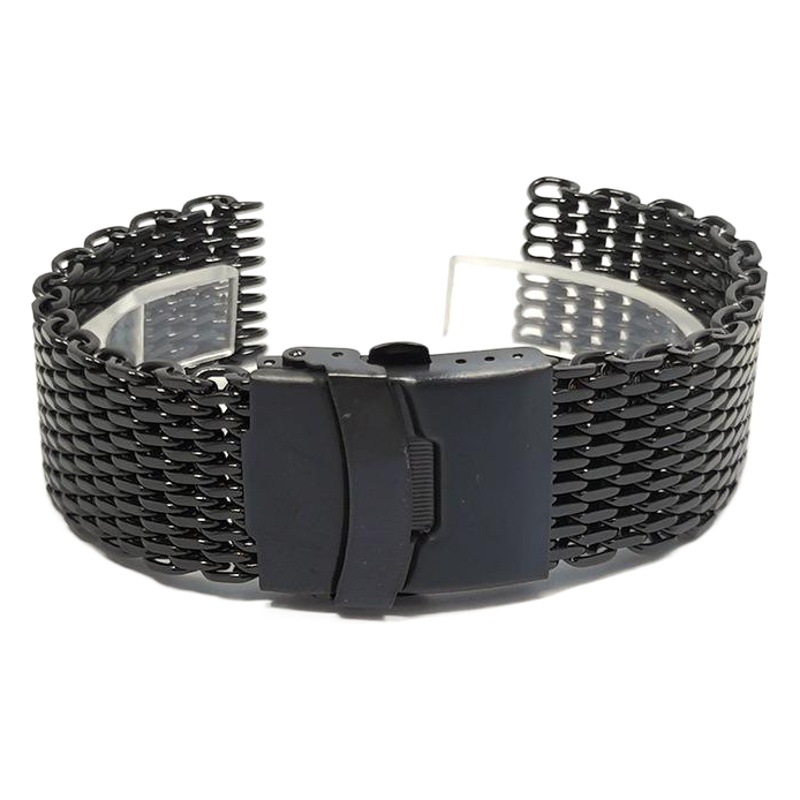 Milan Net Woven 18 20 22 24 26mm Double Snap mesh Solid Cool Shark Net Watch Strap