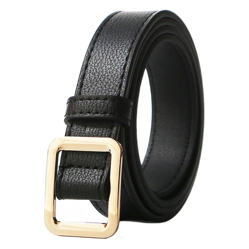 Hole-free Women's Belt Jeans Belt Belt Korean Fashion Trend All-match Decorative Alloy Buckle Black Belt