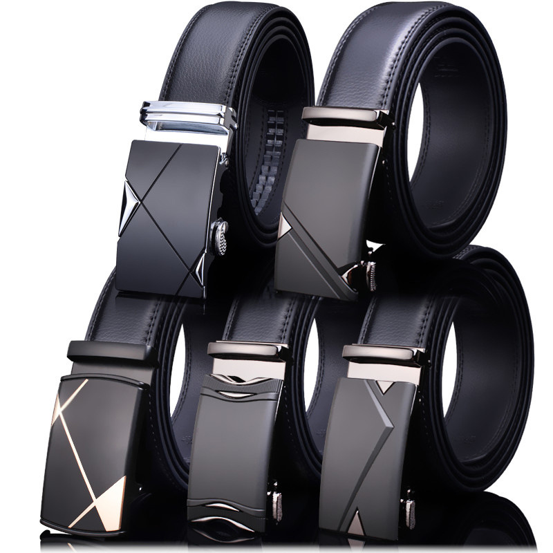 Belt men's wholesale high-end leather belt boys high-end alloy automatic buckle business men's cowhide belt