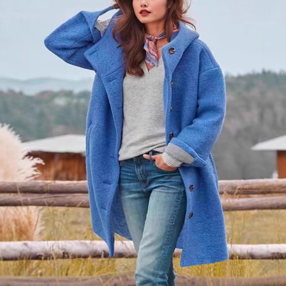 Picture of Rural Casual Hooded Trench Coat Woman Rural Literary Loose Hooded Windbreaker Women