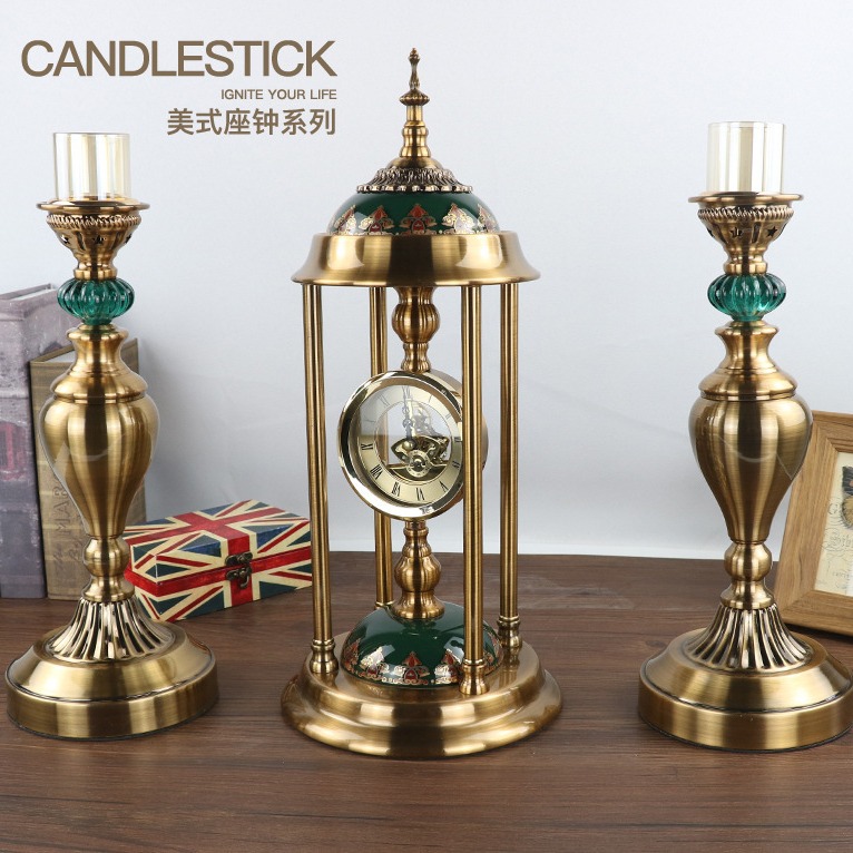 Picture of American Clock Table Clock Living Room Ornaments Thickeneded Luxury Retro Table Clock Bedroom Accessible Luxury Special Clock Desktop Ornaments
